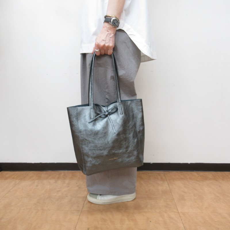 MAISON FANLI イタリア製レザーバッグ(SAC PETIT CABAS)/ガンメタ